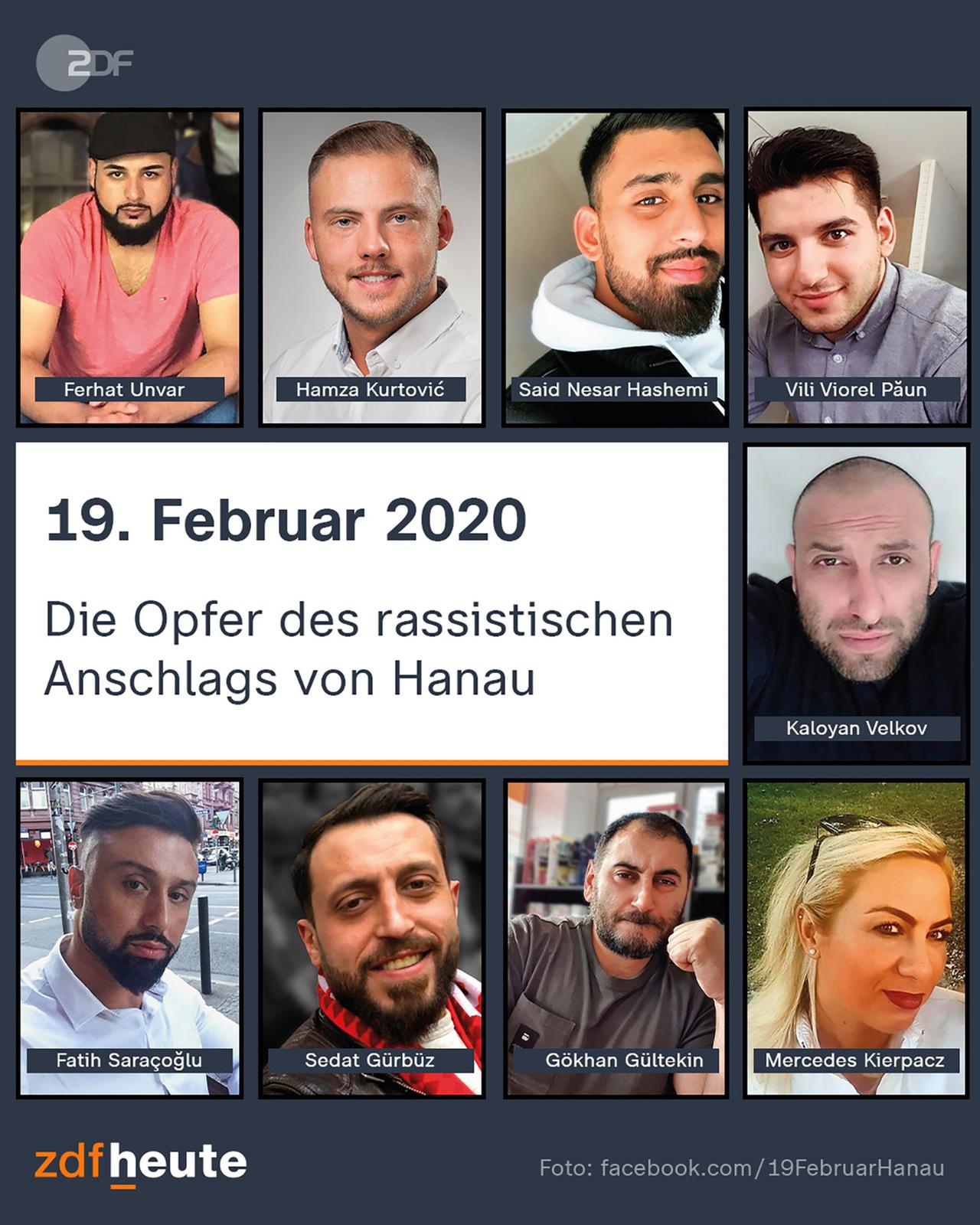 Die Opfer des rassistischen Anschlags von Hanau am 19. Feb. 2020