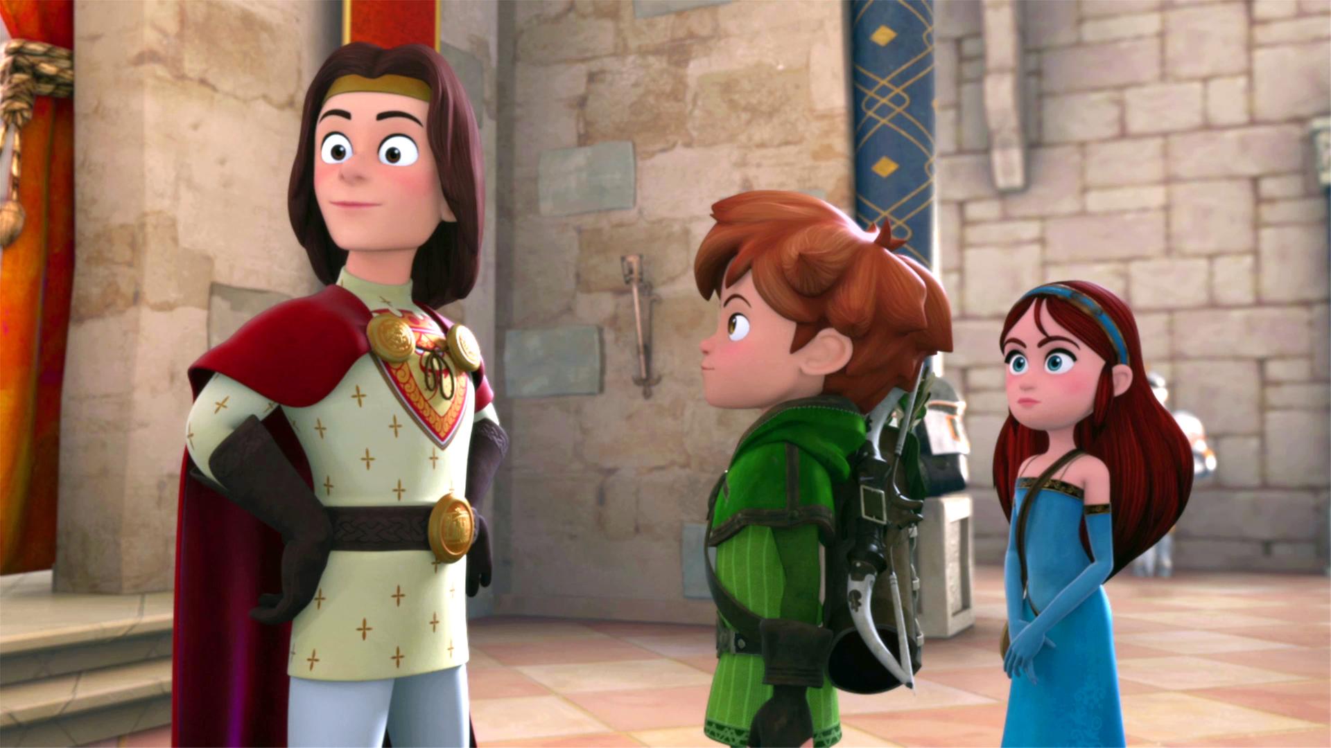 Robin und Marian schauen König Richard an.