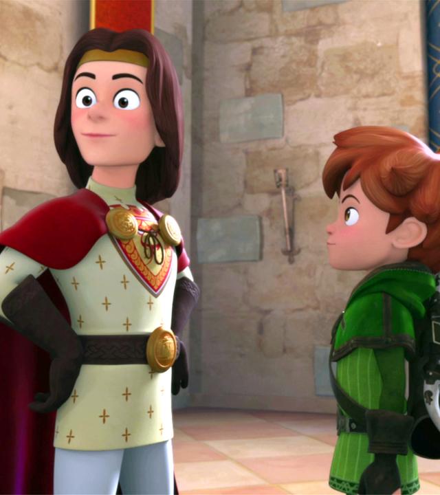 Robin und Marian schauen König Richard an.