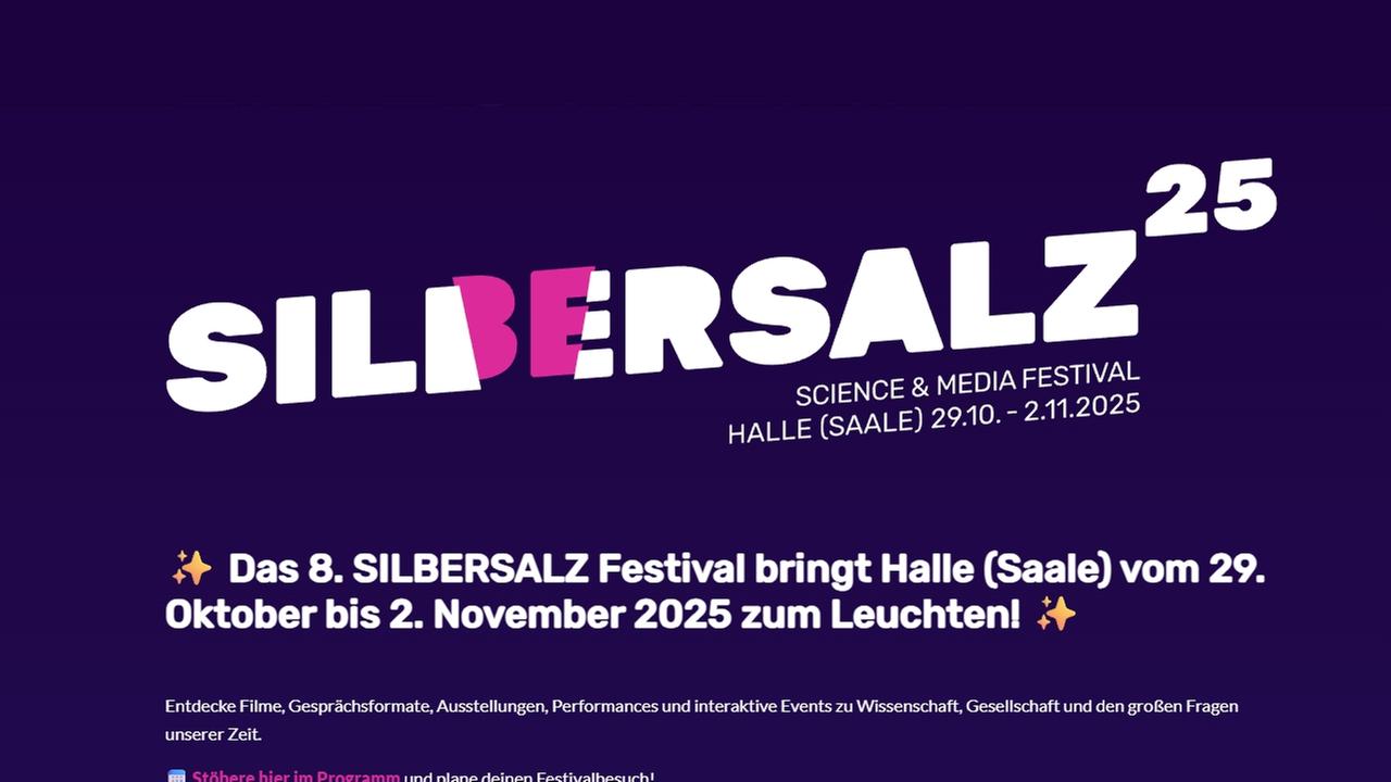 Screenshot der Online-Startseite des 8. Silbersalz Festivals 2025 in Halle an der Saale
