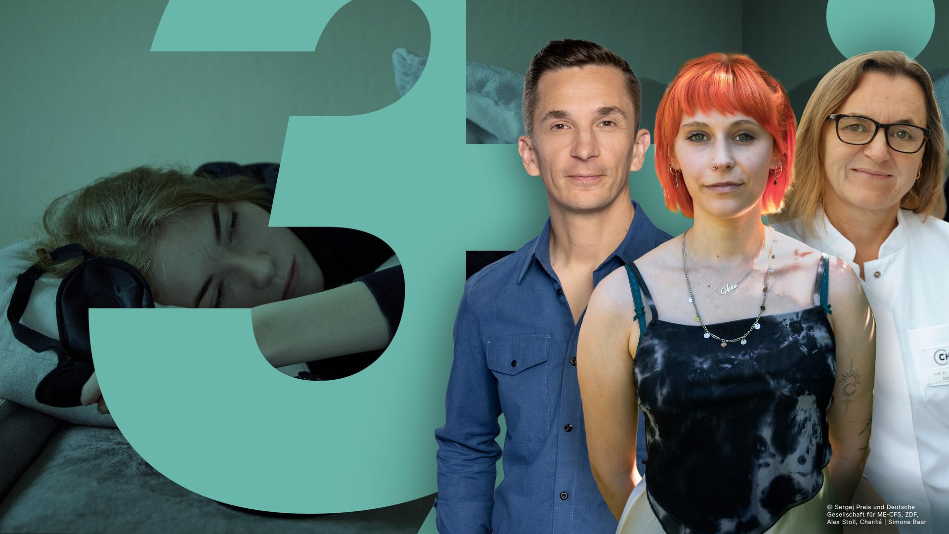 Eric Mayer, Scheibenbogen und TRU Doku-Protagonistin blicken in die Kamera.