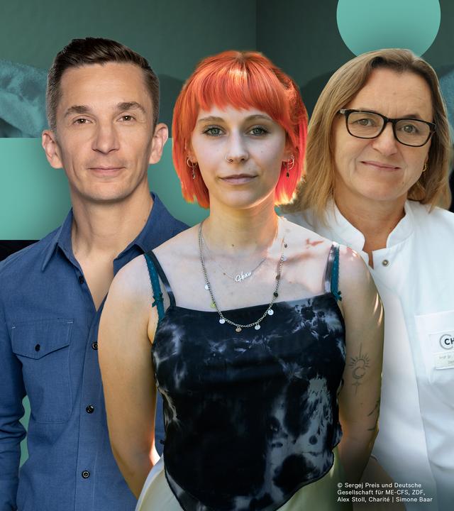 Eric Mayer, Scheibenbogen und TRU Doku-Protagonistin blicken in die Kamera.