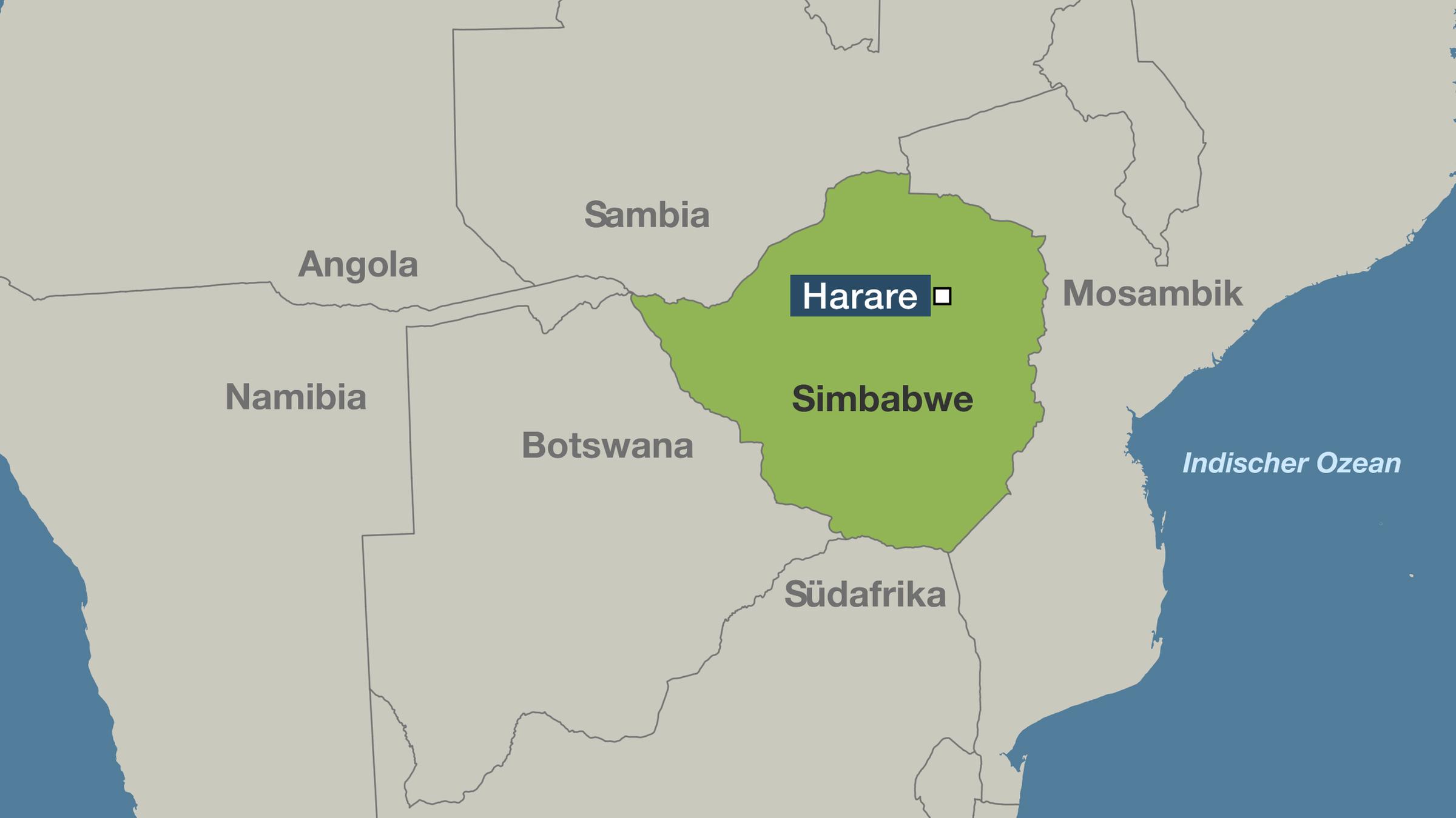 Karte von Simbabwe mit Harare