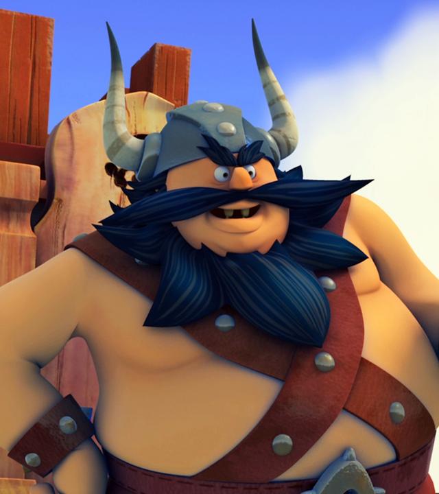 Der schreckliche Sven hält in seiner linken Hand einen Morgenstern.