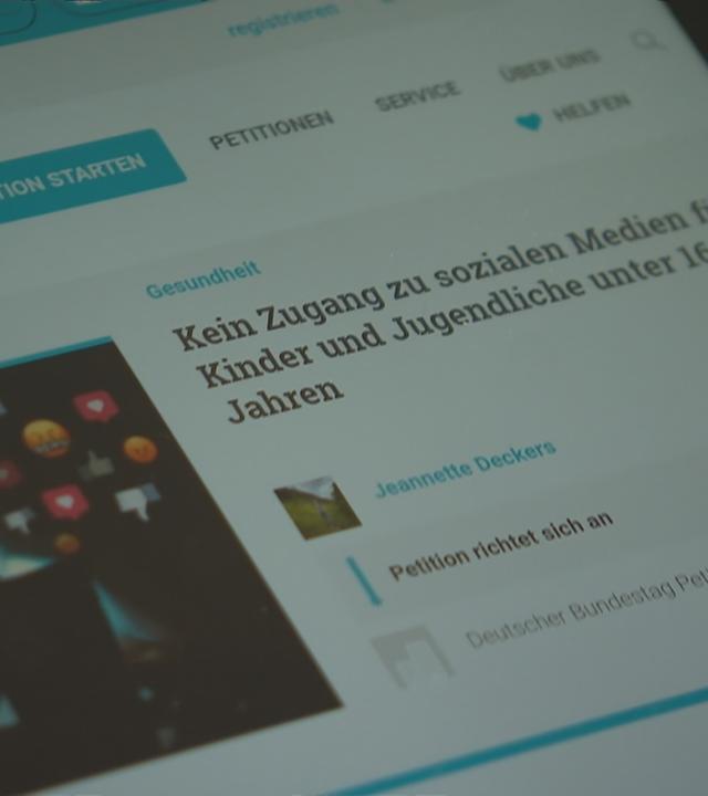 Screenshot von einer Petition zum Social-Media-Verbot für unter 16-Jährige