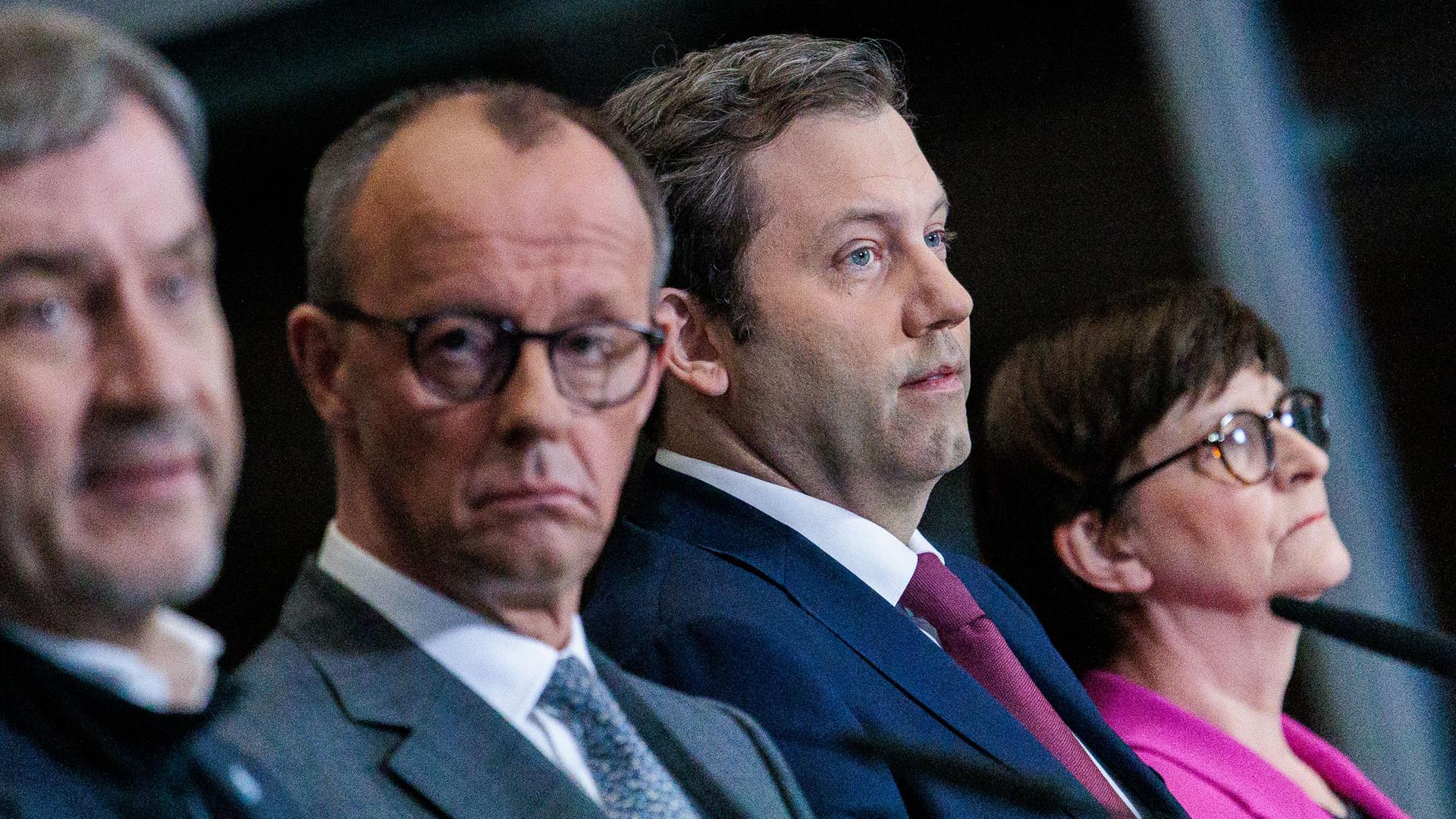Berlin: Markus Söder, Friedrich Merz, Lars Klingbeil und Saskia Esken