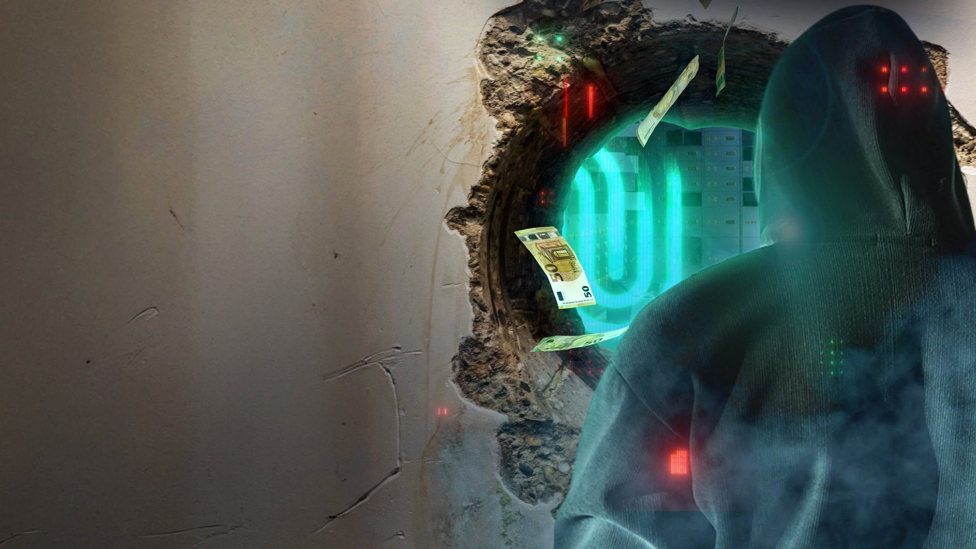 Kurz nach Weihnachten: Sechs bis sieben Männer verschaffen sich Zugang zu einer Sparkassen-Filiale in Gelsenkirchen, knacken mehr als 3000 Schließfächer und flüchten unerkannt.