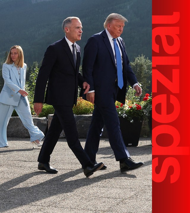 Teilnehmer des G7-Gipfels treffen sich zum Abschlussfoto