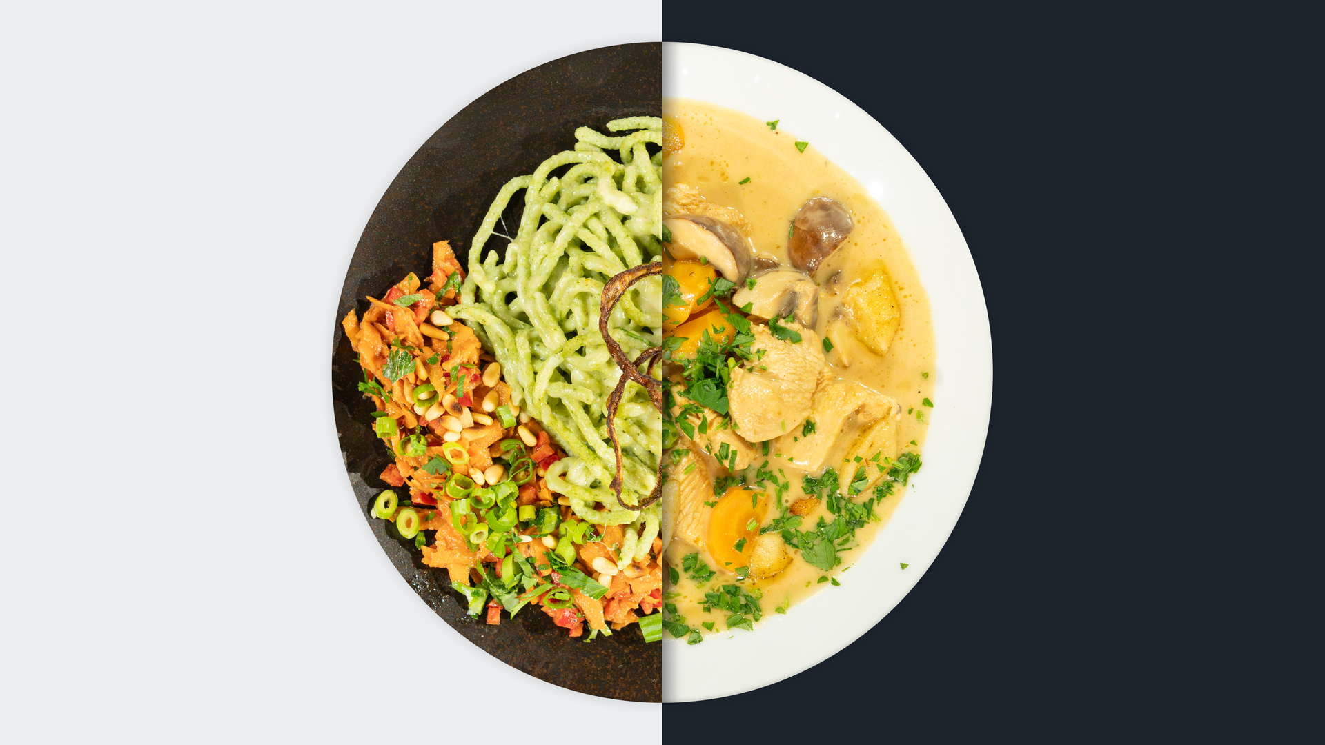 Spinat-Käsespätzle vs. Hühnerfrikassee