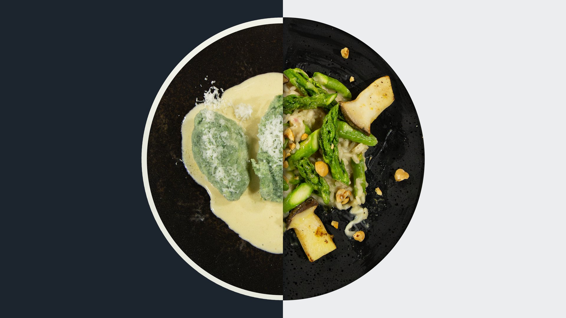 Spinat-Ricotta-Gnudi vs. Grünes Spargel-Risotto