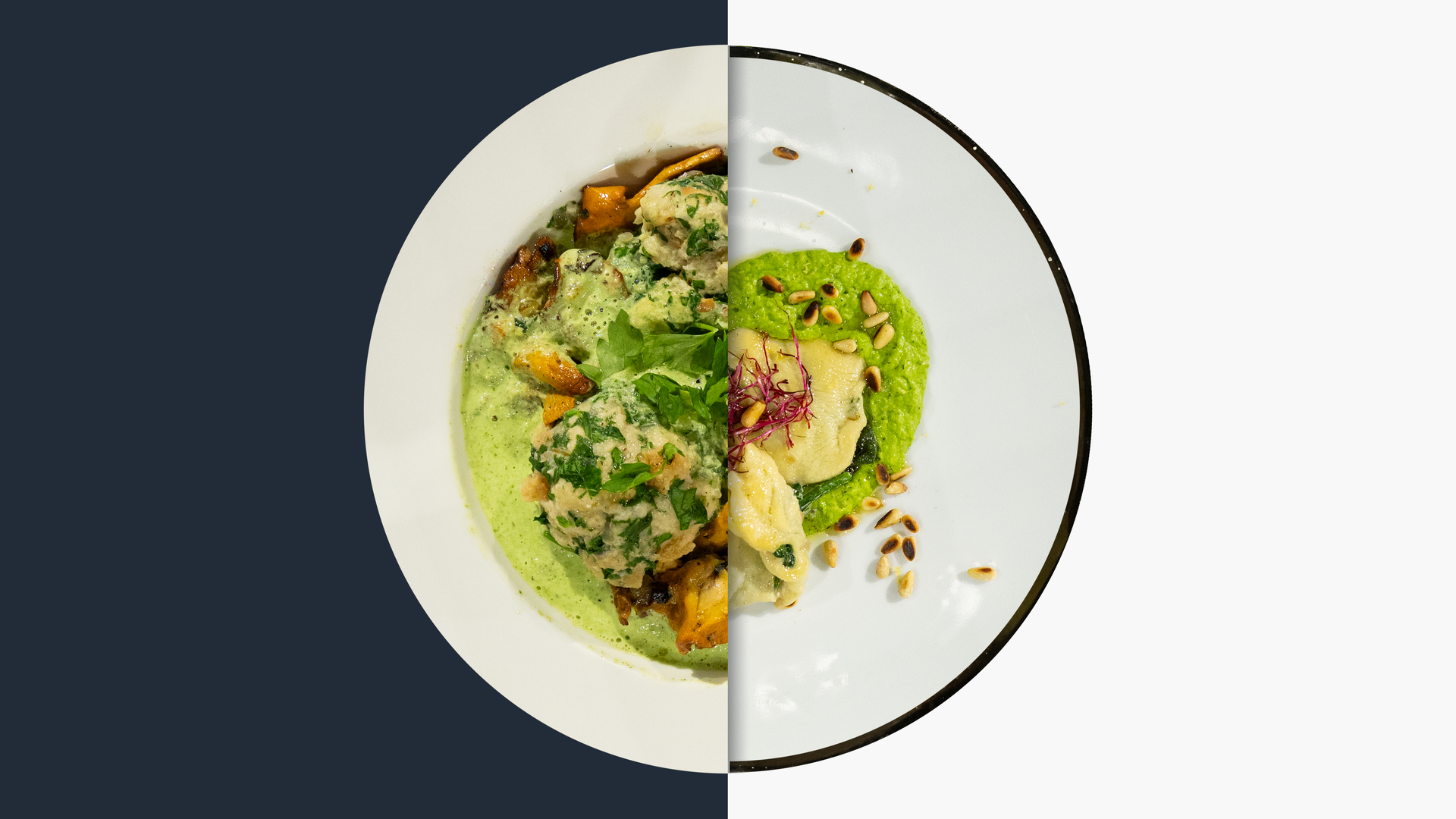 Spinatknödel vs. Erbsen-Minz-Püree