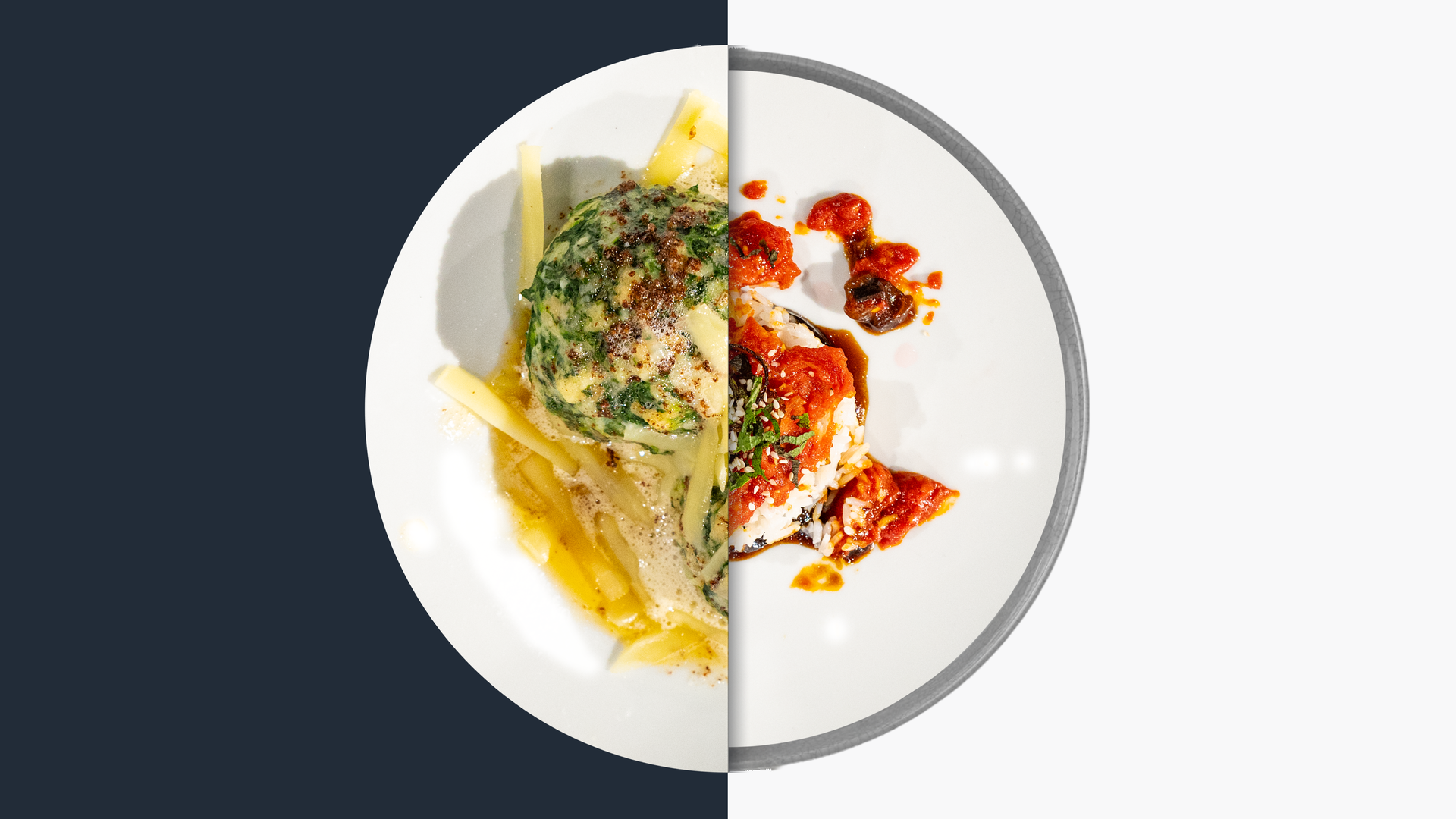 Spinatködel vs. Tofu mit Tomatensauce