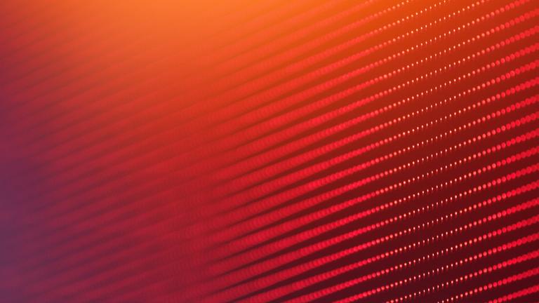 Abstraktes rotes Bild: Schärfenverlauf roter Linien aus Punkten bestehend