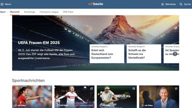 Screenshot der Seite "Sportnachrichten" auf der heute.de