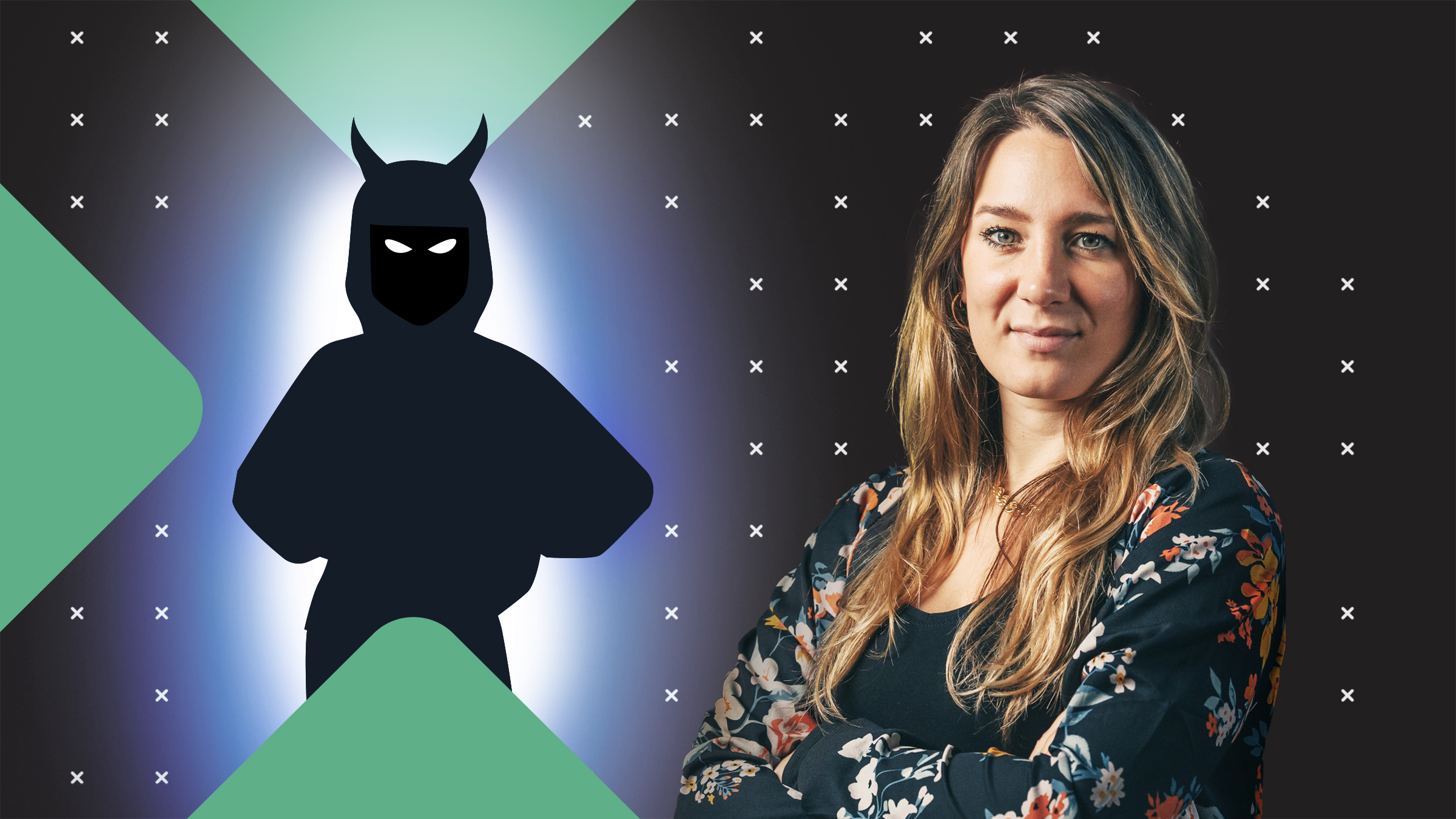 Neben Biologin Jasmina Neudecker steht die dunkle Silhouette eines Teufels