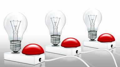 Drei Glühbirnen mit Schalter