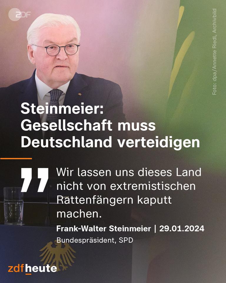 Steinmeier: Gesellschaft muss Deutschland verteidigen