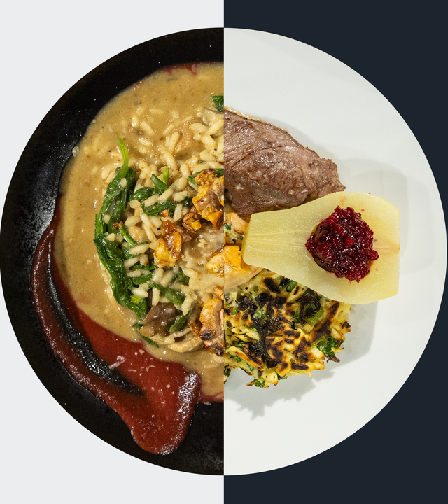 Steinpilz-Risotto vs. Rehschnitzel