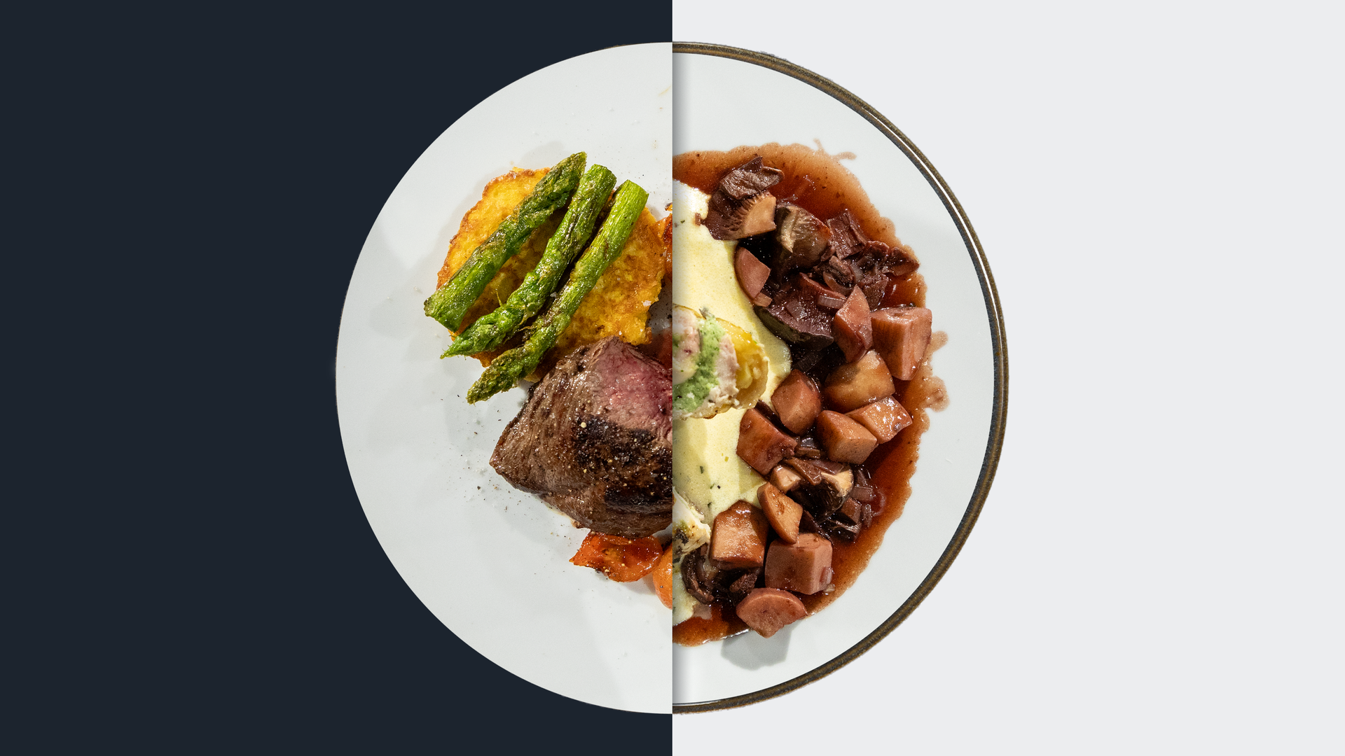 Straußensteak vs. Pilzragout
