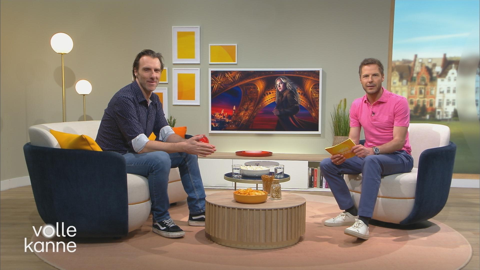 ZDF-Reporter Patrick Lipke und Moderator Florian Weiss sprechen im Volle-Kanne-Studio über neue Streaming-Highlights.