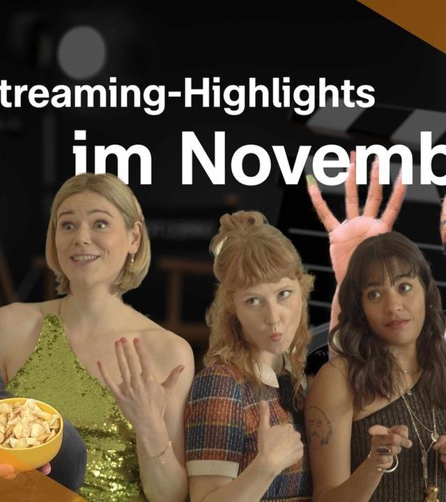 Bild mit Aufschrift Streaming-Highlights im November und verschiedenen Serien-Figuren sowie Reporter Patrick Lipke
