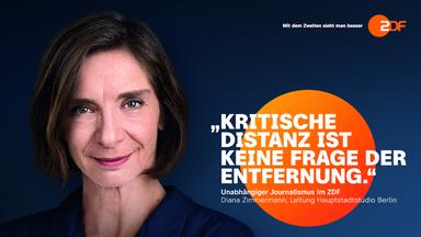 ZDF-Informationskampagnenmotiv mit Diana Zimmermann, Hauptstadtstudioleiterin Berlin