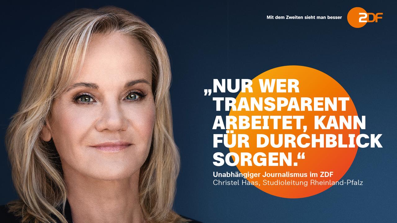ZDF-Informationskampagnenmotiv mit Christel Haas, Landesstudioleiterin Rheinland-Pfalz