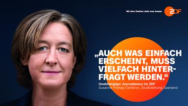 ZDF-Informationskampagnenmotiv mit Susanne Freitag-Carteron Studioleiterin Saarland in Saarbrücken