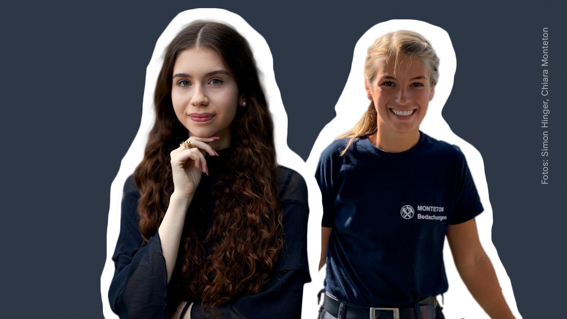links, studentin Elena Handtrack, rechts, dachdeckerin Chiara Monteton