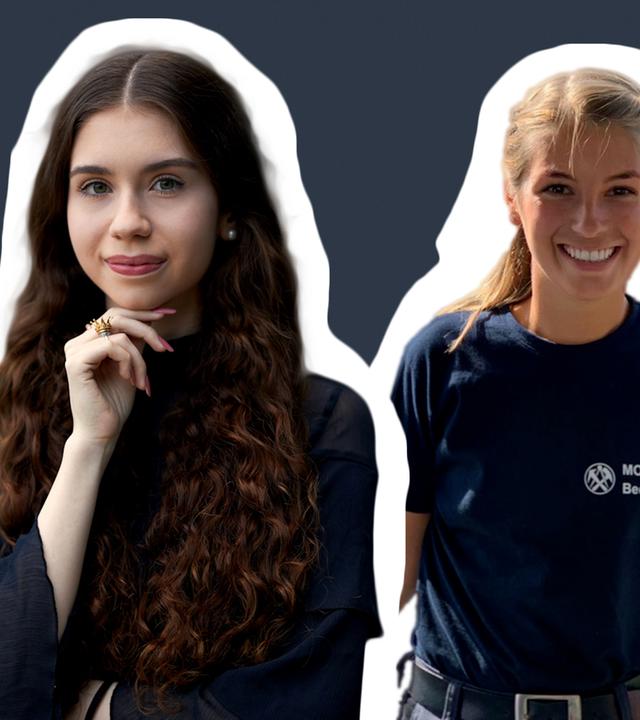 links, studentin Elena Handtrack, rechts, dachdeckerin Chiara Monteton