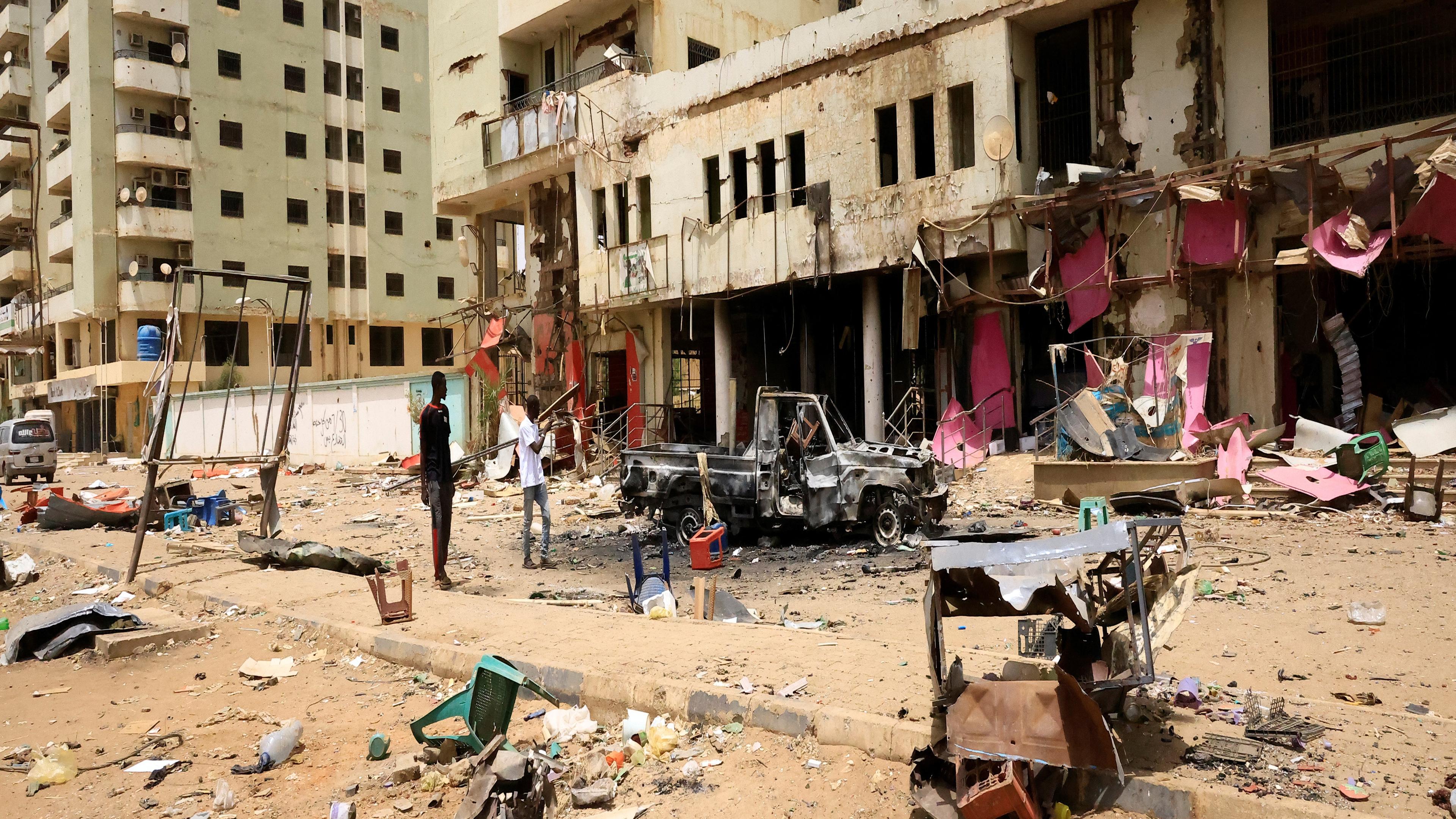 Zerstörte Gebäude in Khartum