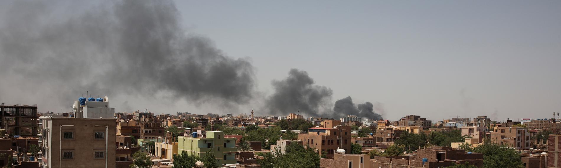 Smoke over the city of Khartoum in Sudan.