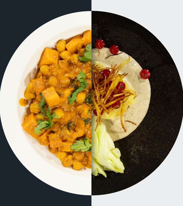 Süßkartoffel-Curry vs. Gebratener Spitzkohl
