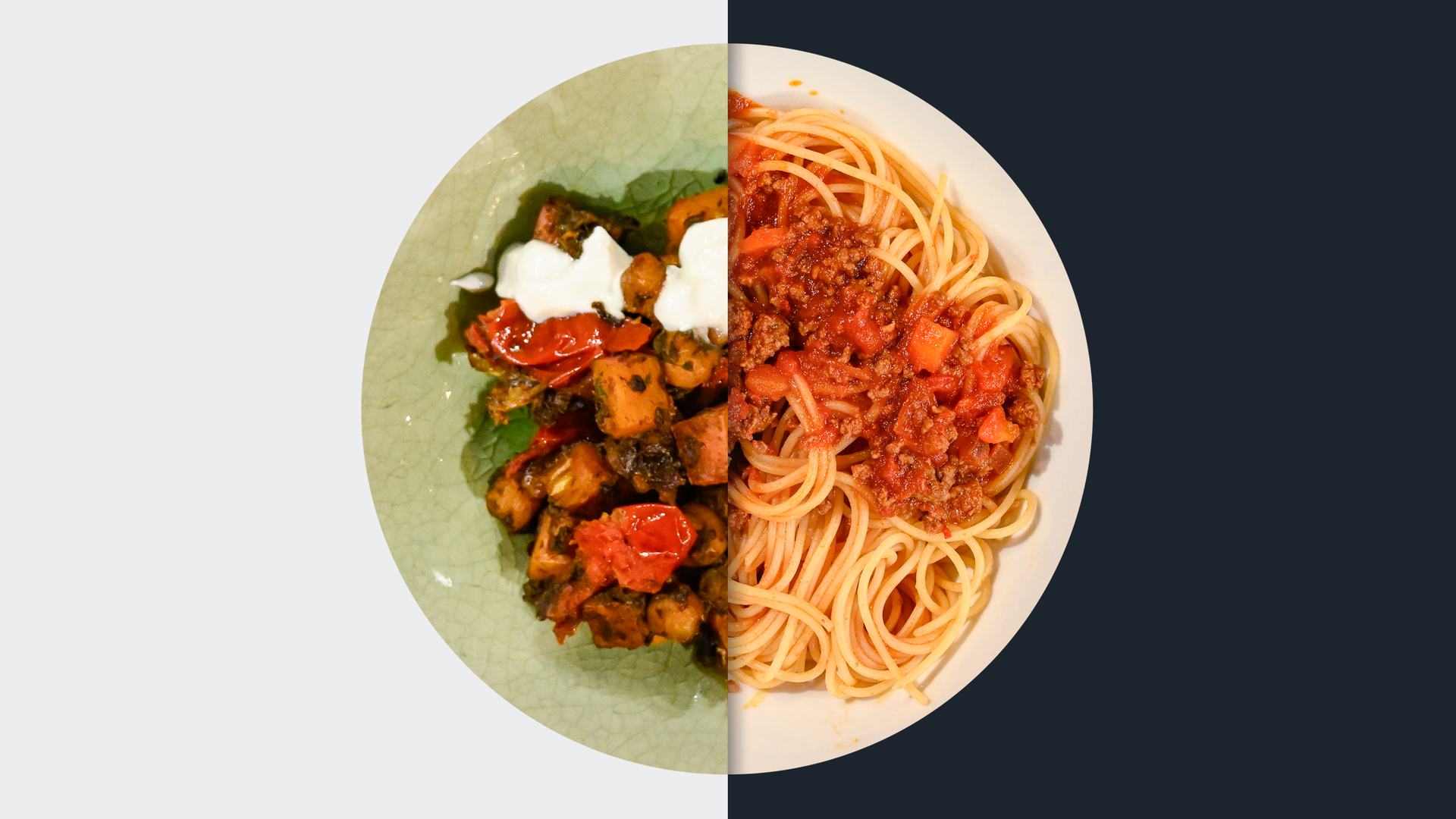 Süßkartoffel-Curry vs. Spaghetti Bolognese