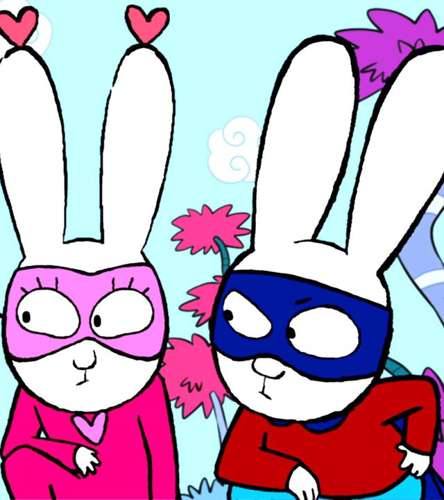 Superhase, Super-Lou und Captain Hase blicken sich gegenseitig grübelnd an. Dabei knien sich Superhase und Super-Lou zu Captain Hase runter.