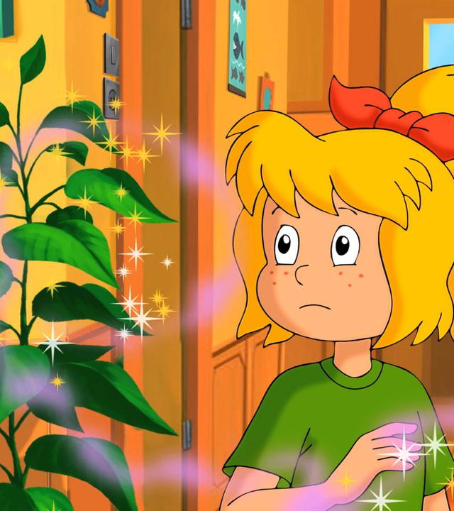 Bibi hext mit besorgter Miene.