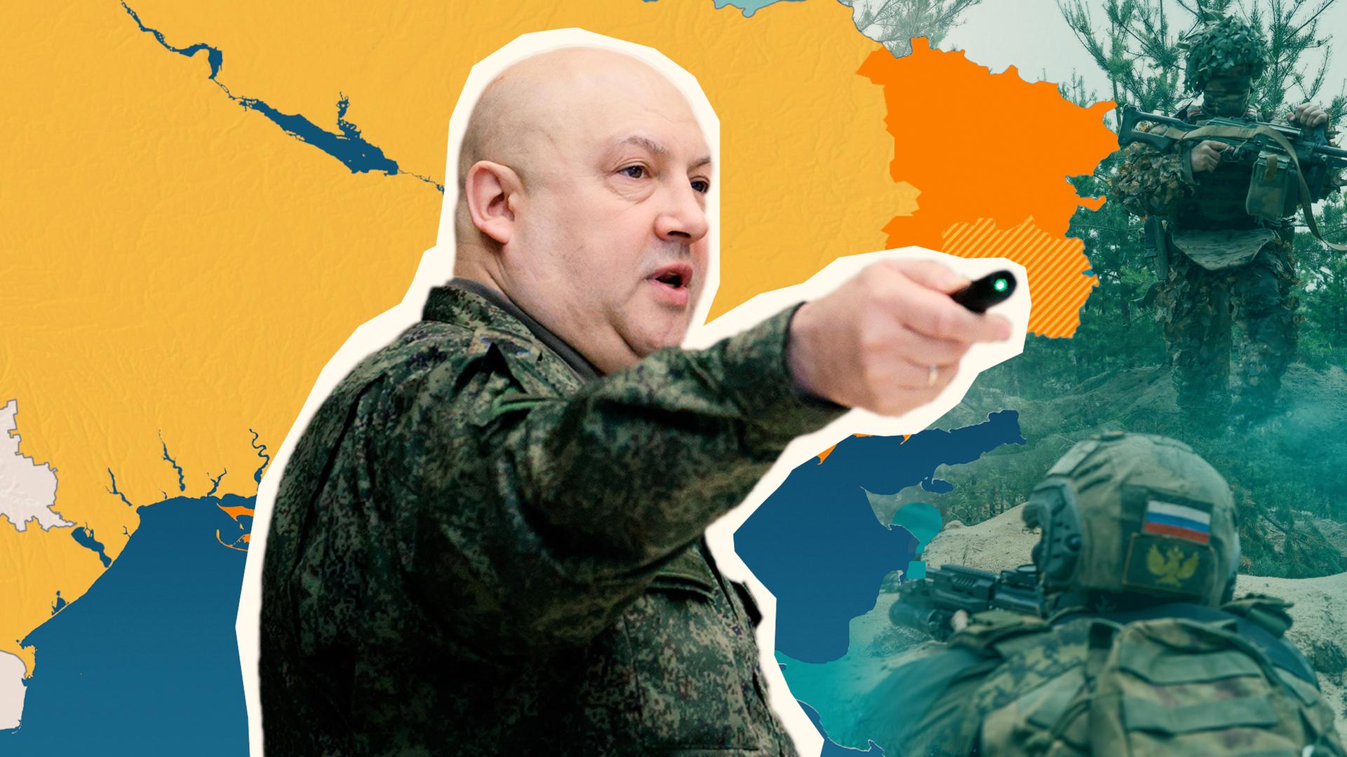 Surowikin vor ukrainischer Karte