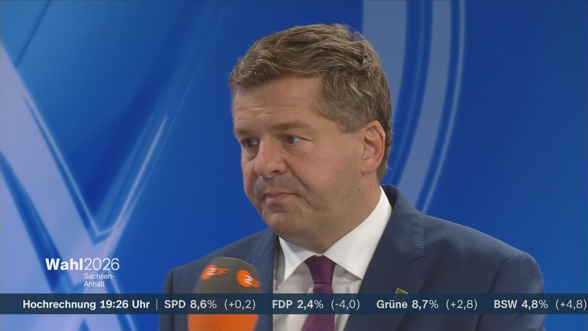 Sven Schulze von der CDU mit einer Reaktion zur Landtagswahl in Sachsen-Anhalt.