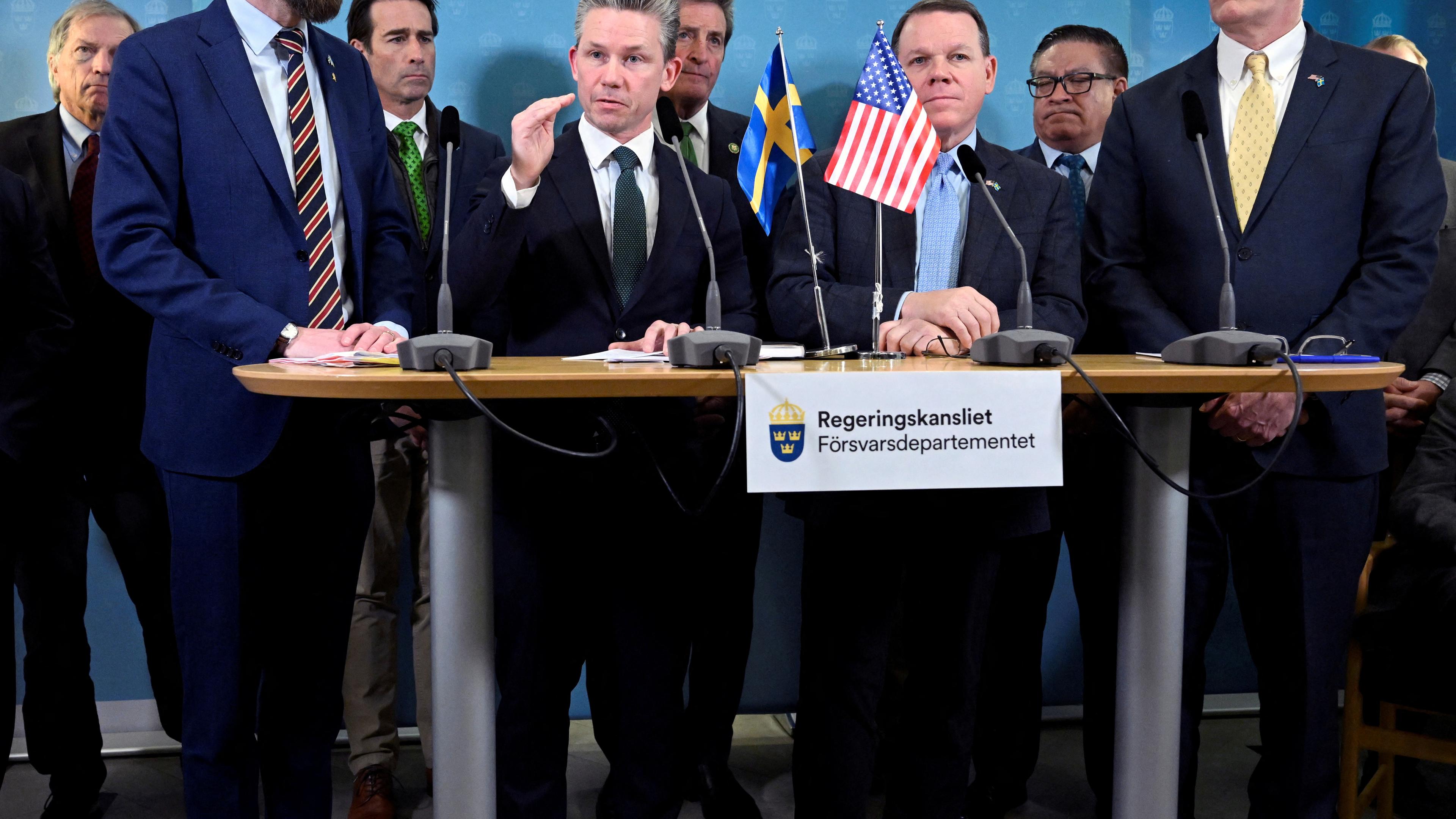 Sweden, Stockholm, Pressekonferenz über den NATO-Beitritt Schwedens