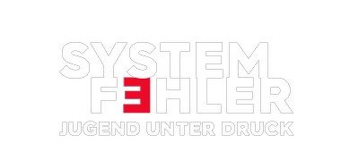 Logo Systemfehler – Jugend unter Druck mittig, E rot