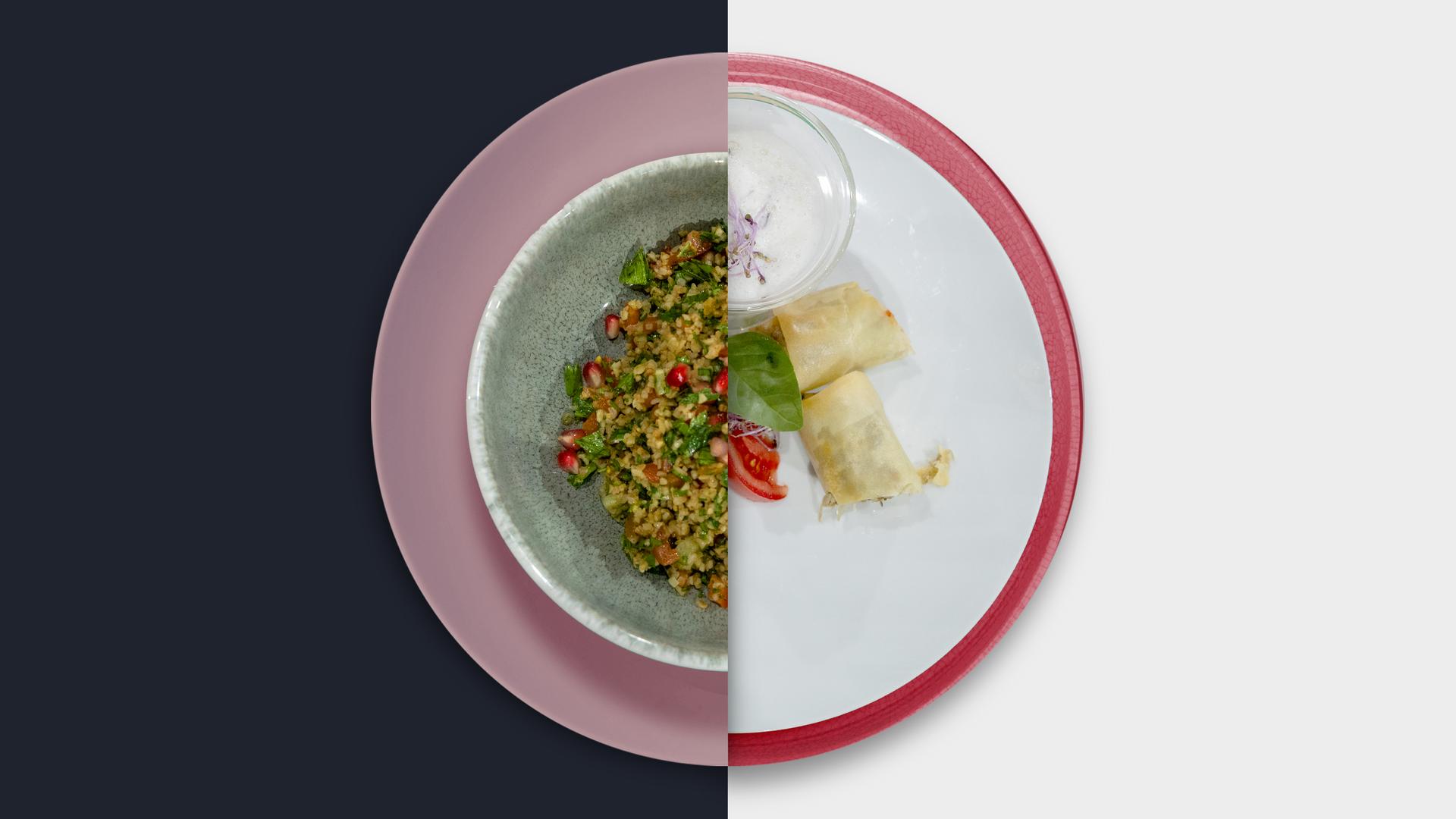 Tabouleh vs. Steinpilz-Frühlingsrolle