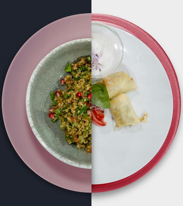 Tabouleh vs. Steinpilz-Frühlingsrolle