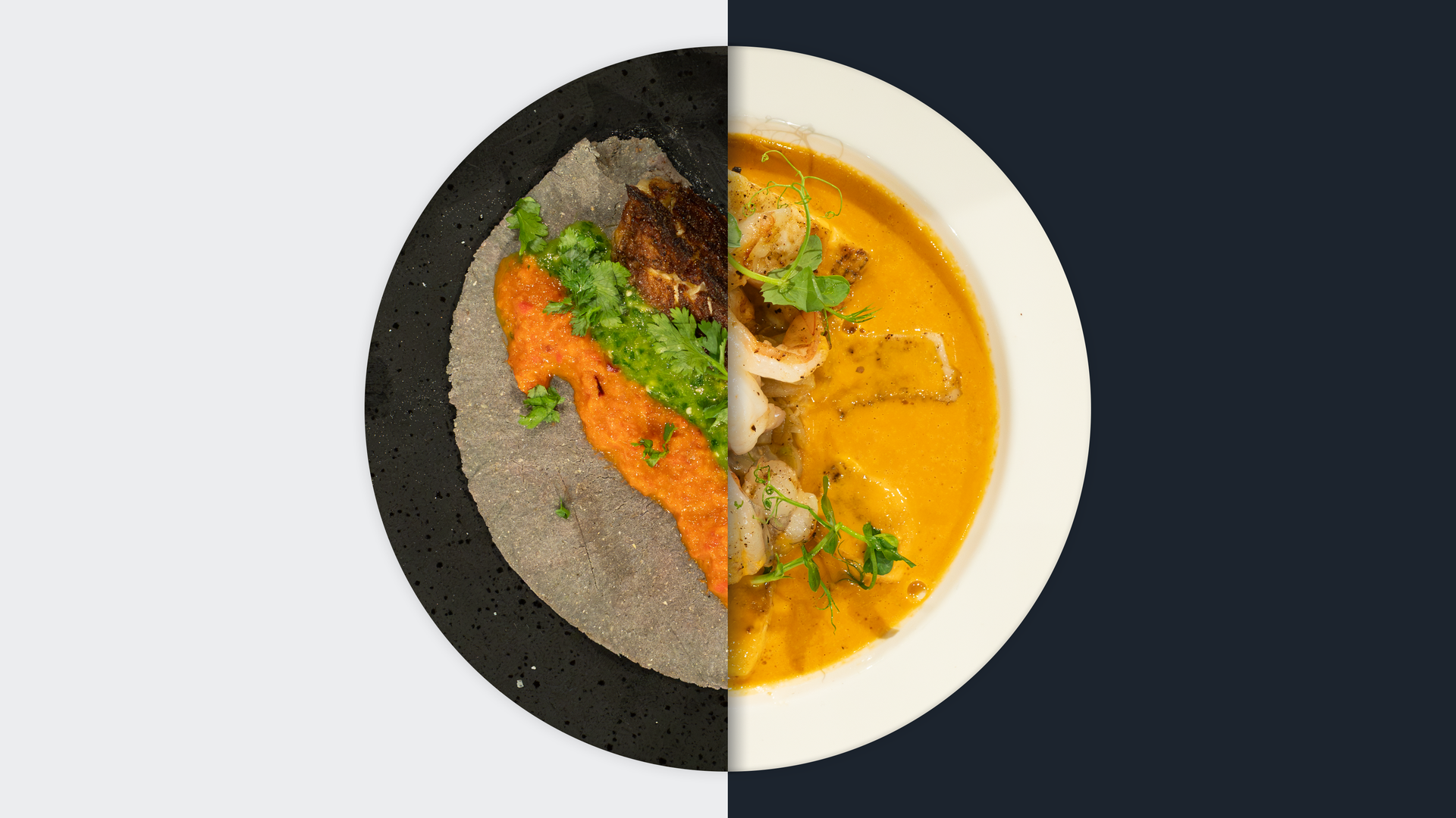 Taco de berenjena vs. "Holy moly"-Fischsuppe