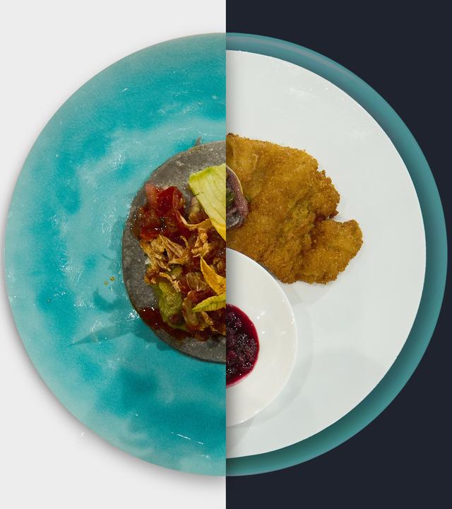 Tacos Tinga de pollo vs. Wiener Schnitzel