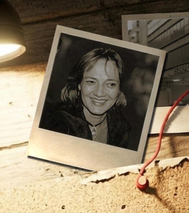 Collage, Nahaufnahme einer Ermittlungswand mit Bildern und Verknüpfungen, hier zusehen eine junge Frau und der Aussenbereich eines Parkhauses