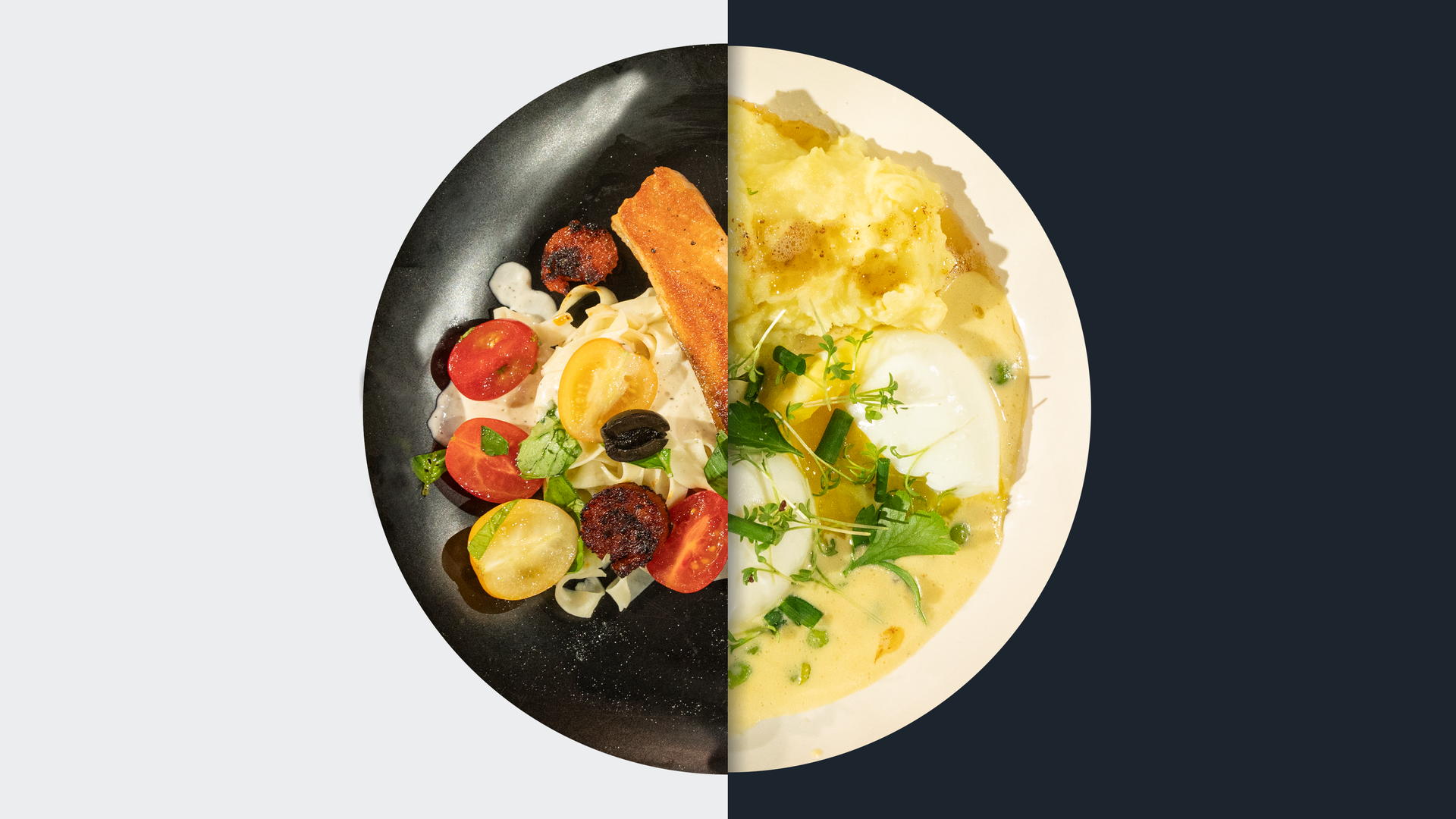 Tagliatelle mit Lachs vs. Senfeier