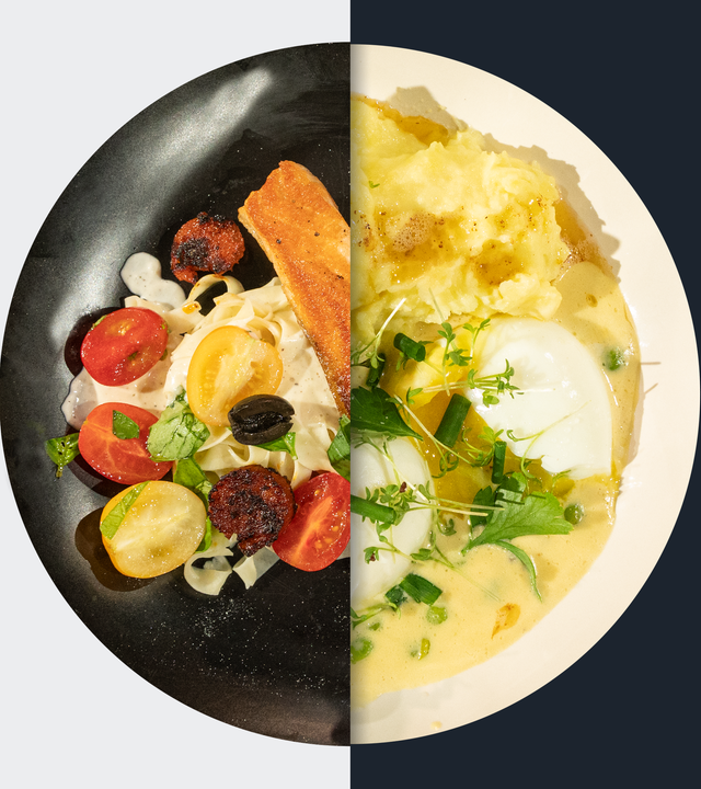 Tagliatelle mit Lachs vs. Senfeier