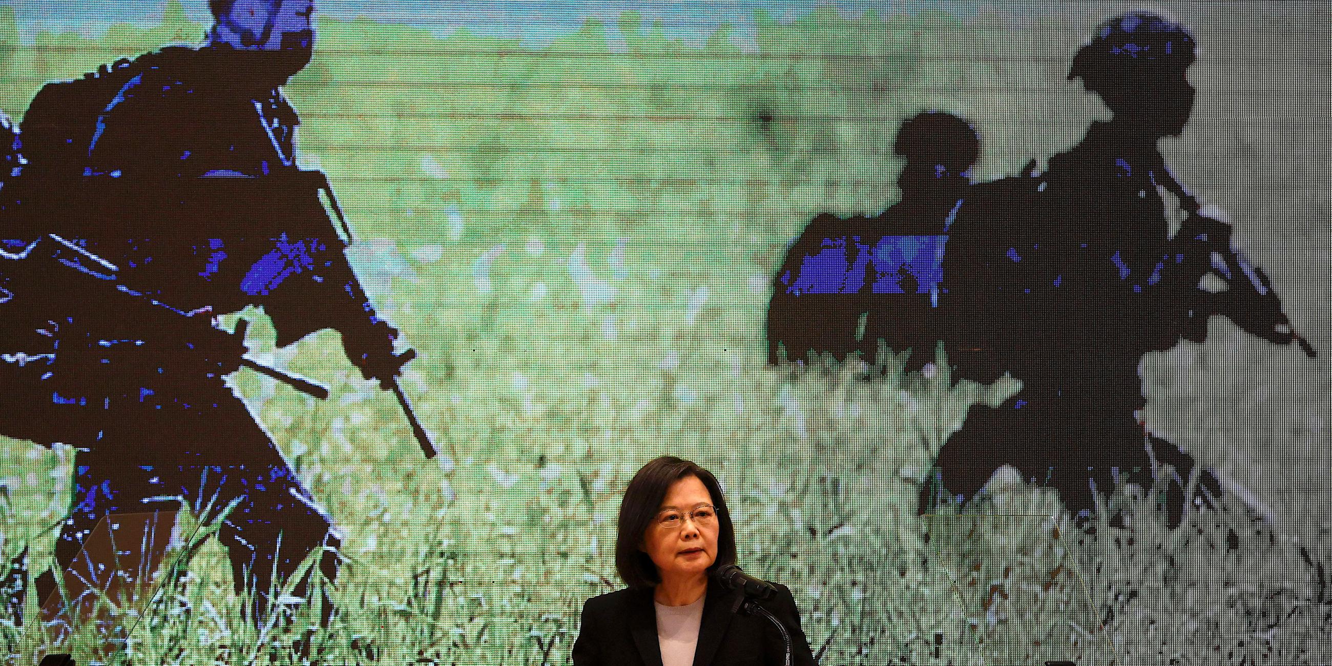 Die taiwanesische Präsidentin Tsai Ing-wen spricht auf einer Pressekonferenz