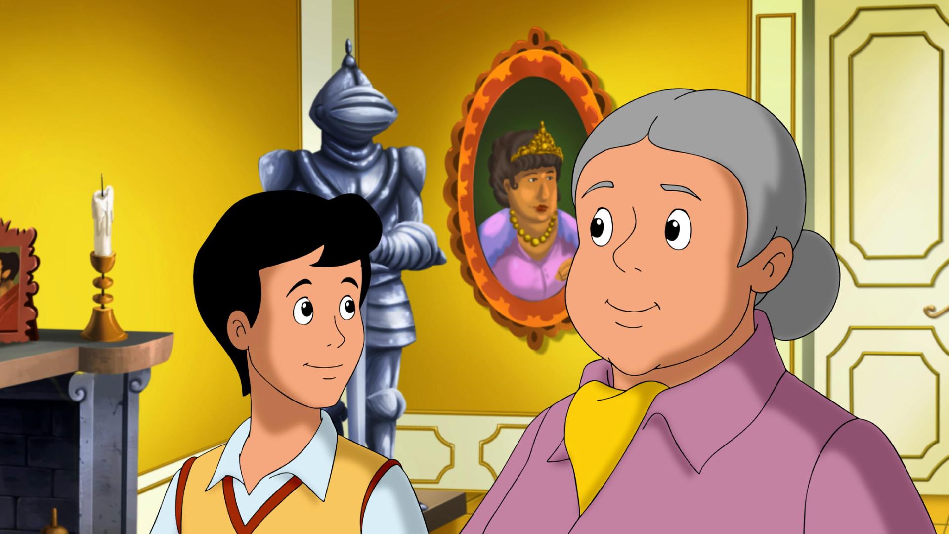 Alex trifft Tante Paula auf dem Schloss.