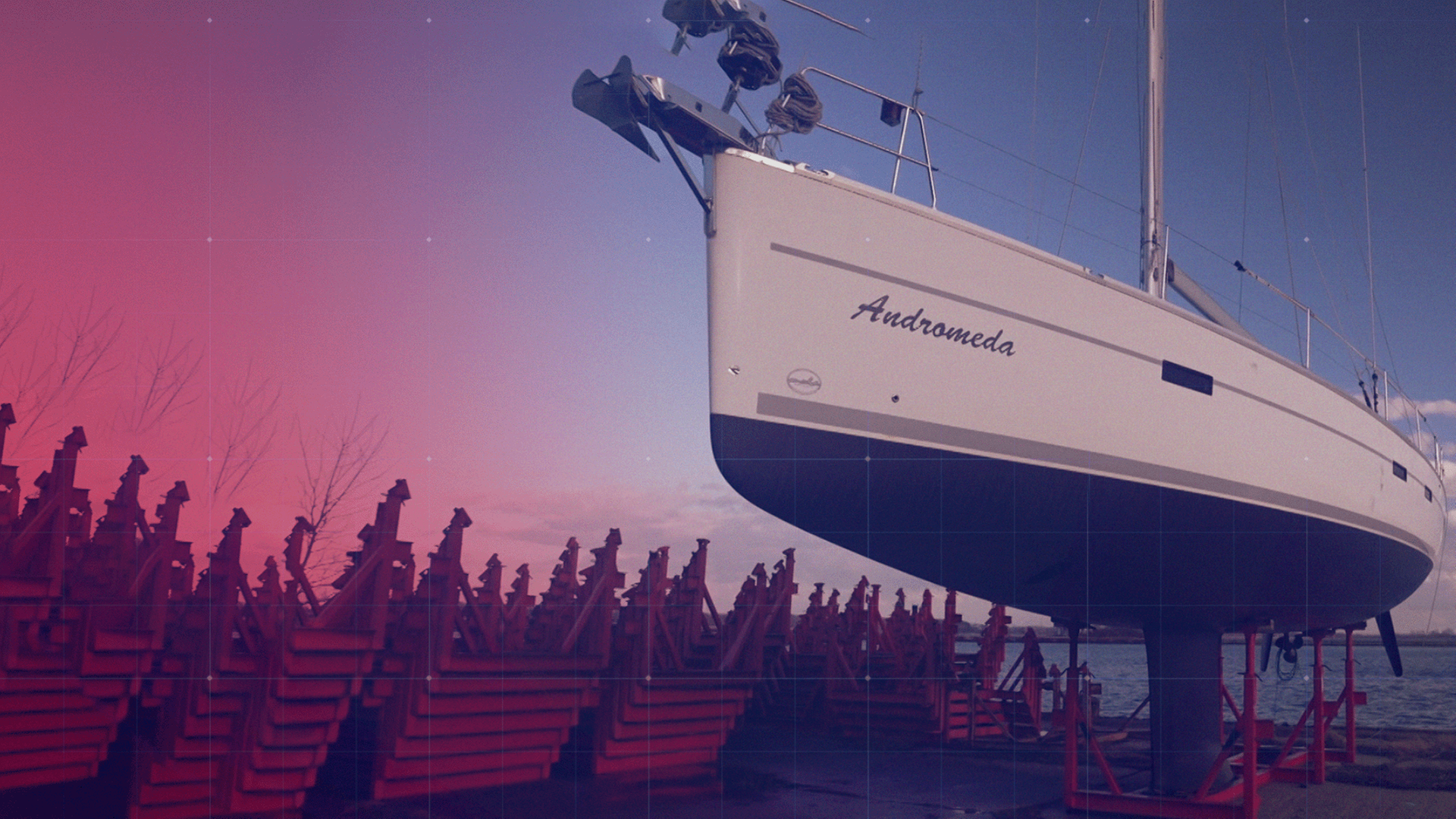 Segelyacht Andromeda auf dem Trockendock